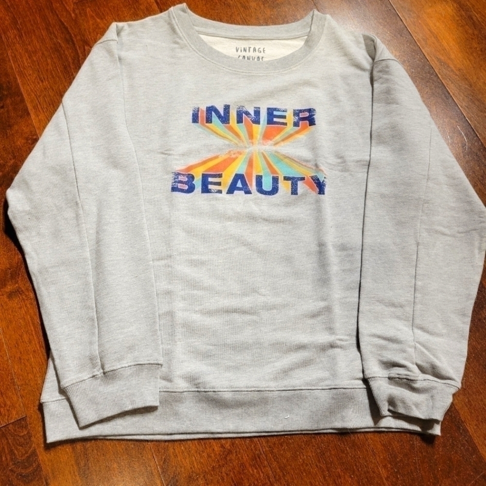 ❣️3 for $25❣️ Vintage Canvas Inner Beauty crew S